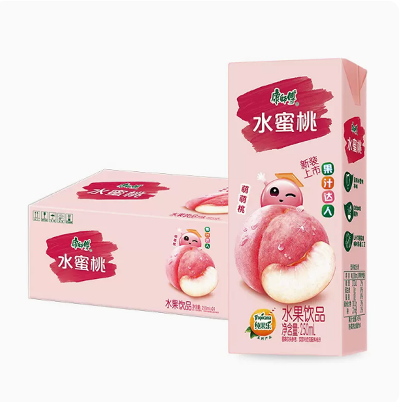 康师傅水蜜桃味250ml*24盒水果汁饮品纸盒装果味饮料饮品团购批发 250
