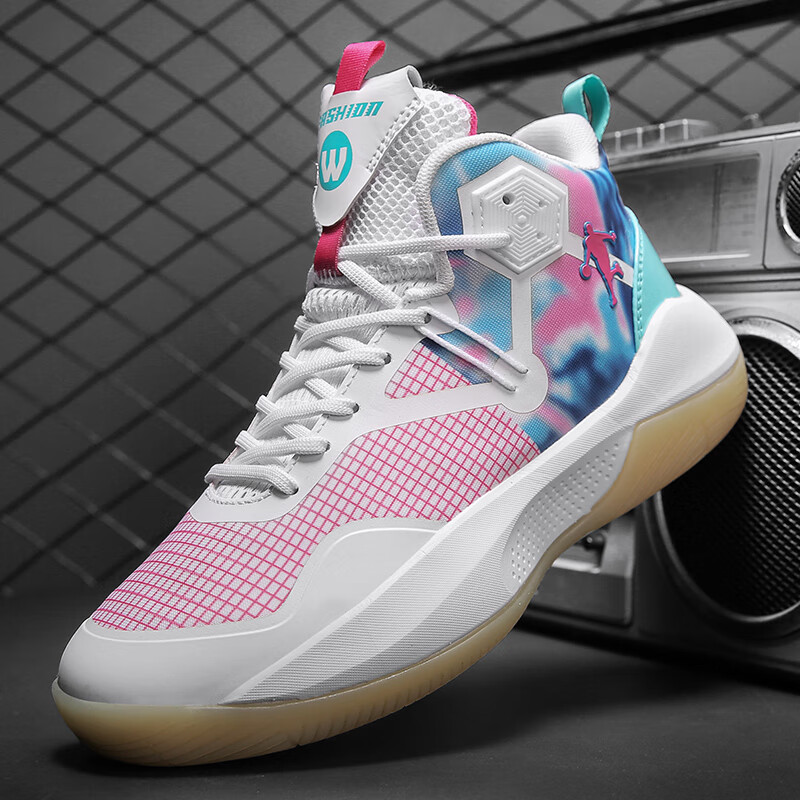 谷欧巴新款音速9代篮球鞋蝴蝶蓝白金摩擦有声音篮球鞋耐磨防滑中小