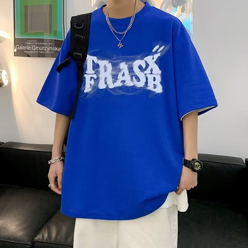 纤晟伊【精选厂家】美式短袖男夏季高街潮牌潮流t恤oversize感痞帅炸街 白色 4XL