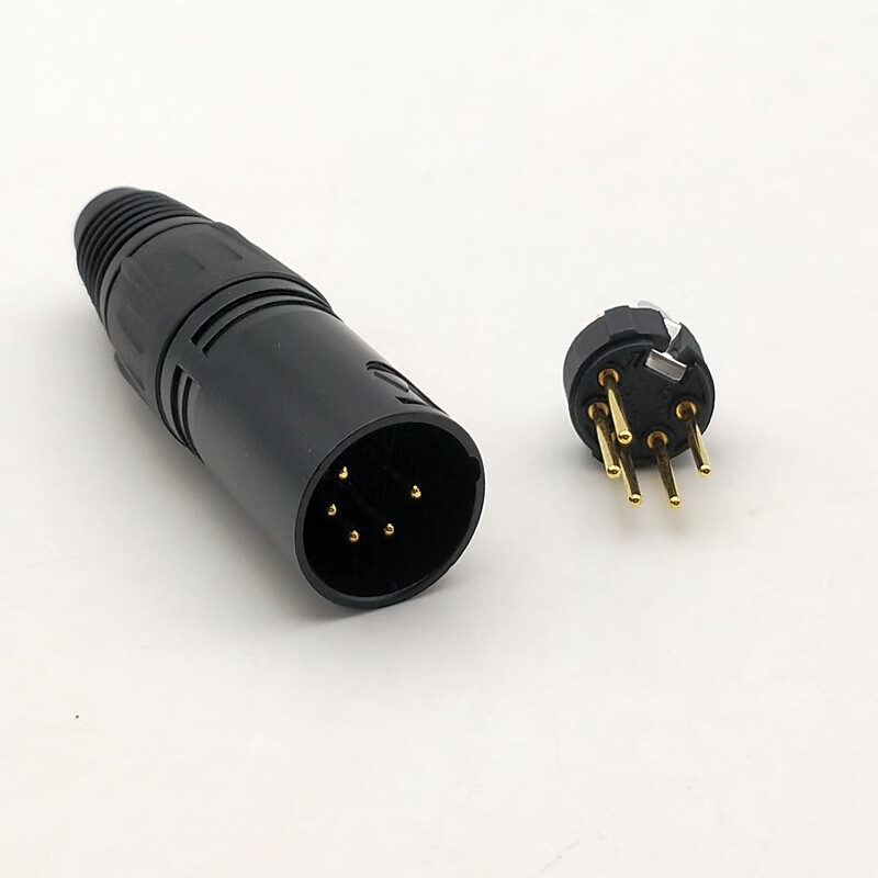 铜针镀金5芯卡龙头 调音台插头 话筒插头卡农头 五芯卡龙公母头定 5个