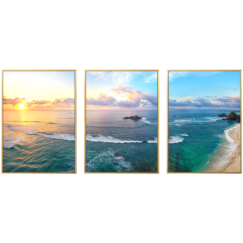 打造现代简约北欧风格客厅装饰画大海风景画沙发背景画|查看装饰字画商品历史价格的网站