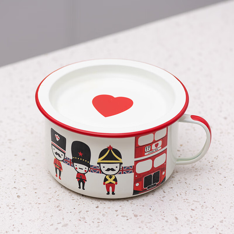 钵至搪瓷泡面碗肥龙搪瓷泡面碗带盖学生宿舍食堂大号怀旧老式快餐杯便