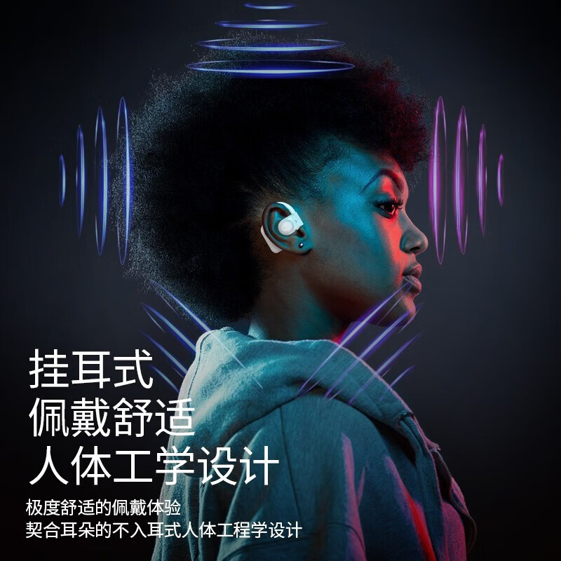京工智造【2024款丨柏林音质】蓝牙耳机挂耳式无线不入耳佩戴骨传导概念运动跑步听歌开车通话降噪耳麦 白色升级版【0重力佩戴感】 脉冲定向传声不漏音丨久戴不痛