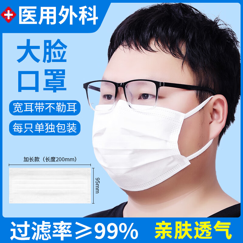 女遮全脸医用外科一次性医疗三层潮款 [比普通口罩加大 满足脸大需