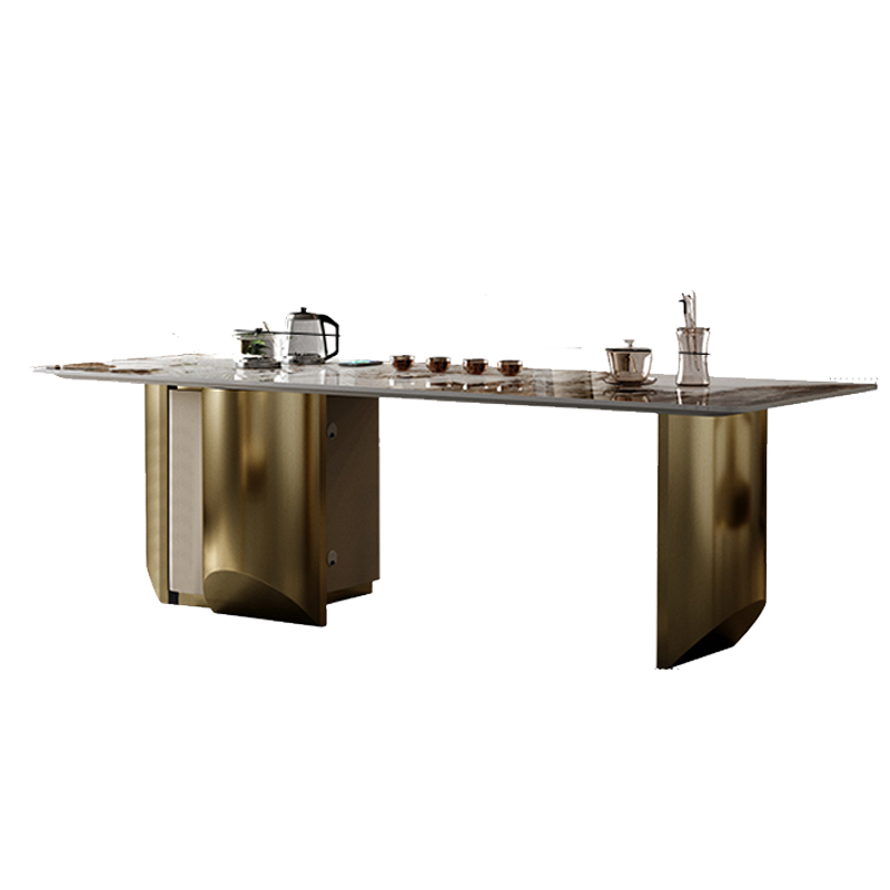 美得乐 2022年新款现代轻奢风岩板茶台桌意式高端家用阳台功夫茶桌椅组合 【茶桌】1.6米 轻奢款