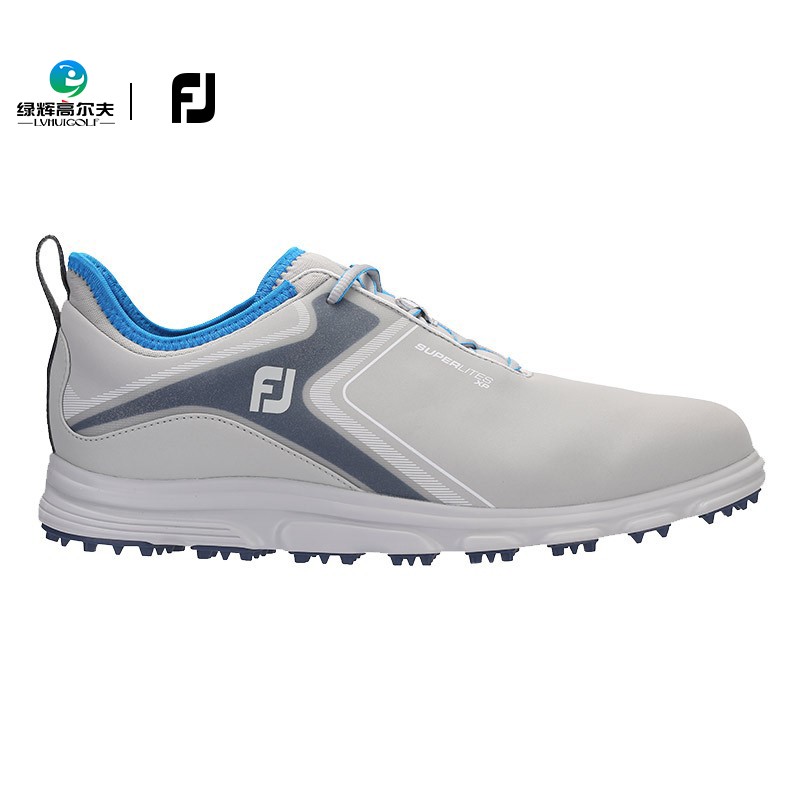Footjoy 高尔夫球鞋男士Superlites XP 轻量款golf运动休闲男鞋无钉鞋 58081 灰/海军蓝 43