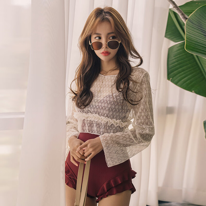 菲菲茵曼连体泳衣女新款欧美紧身露背性感三角遮肚保守连体大码泳衣两