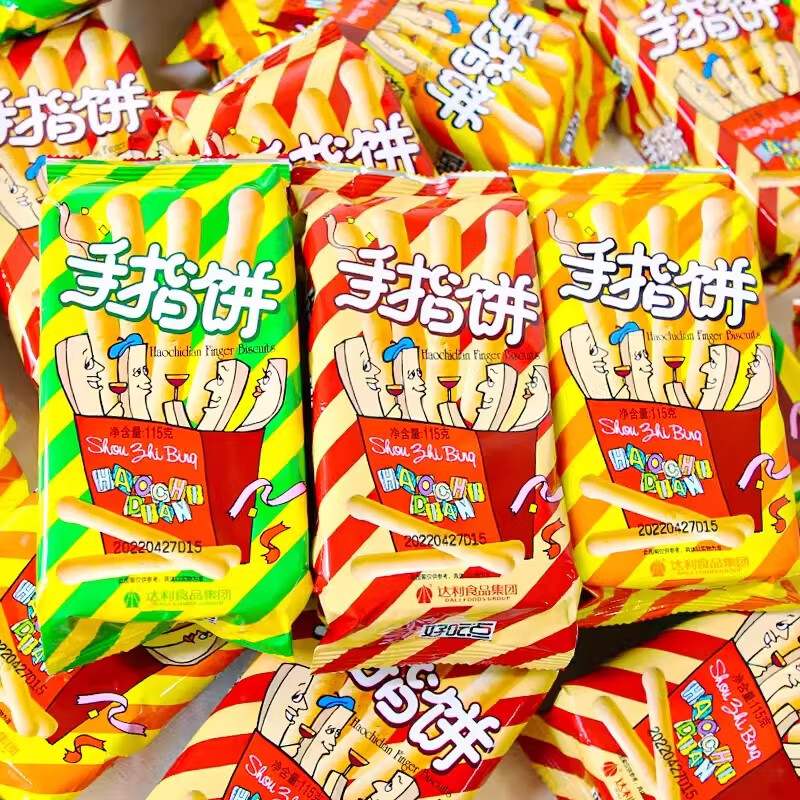 達(dá)利園達(dá)利園熊字餅干10袋好吃點(diǎn)手指餅干包裝散裝兒童零食小吃休閑食品 115g 手指餅干*2包