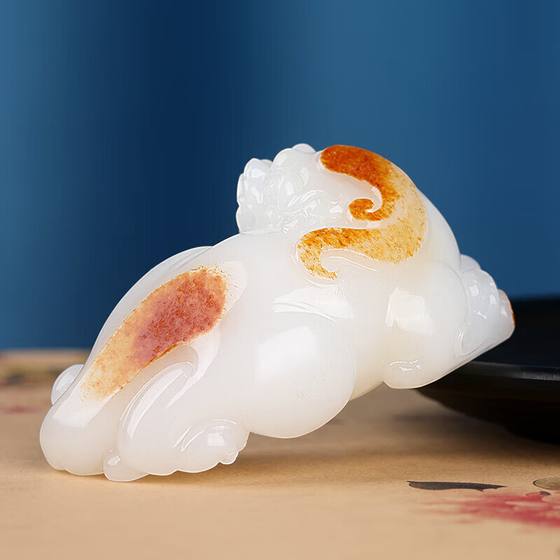 御孤品大师工艺和田玉籽料手把件羊脂白玉貔貅把玩件女招财貔貅摆件