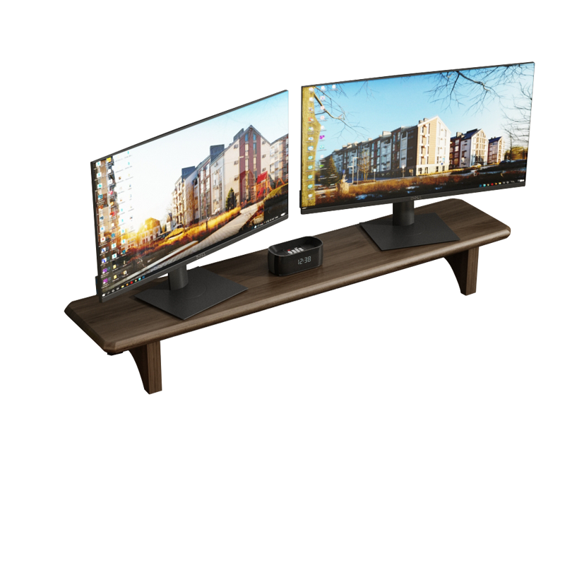 原声原代 电脑显示器增高架实木加长桌面加高单层显示器底座托架桌上置物架胡桃色 胡桃色 长60*宽20高12cm 实木橡胶木