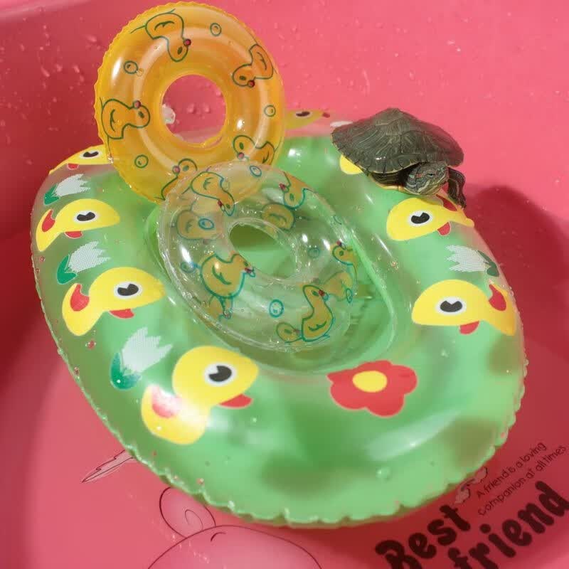clcey乌龟游泳圈宠物迷你小游泳圈移动晒背台爬台小型爬宠火烈鸟