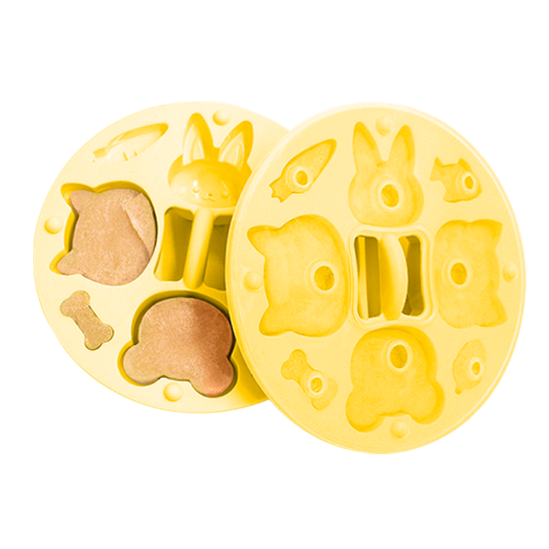 ipoosi 宝宝硅胶辅食蒸糕模具可蒸米糕布丁蛋糕耐高温DIY烘焙家用工具香肠模具冷冻冰格冰块制冰盒 香肠+蒸糕模具-黄色