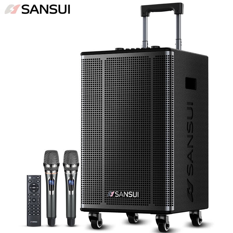 山水 SANSUI E15广场舞音响 户外音响k歌演出移动便携式拉杆唱歌跳舞大功率重低音带无线话筒
