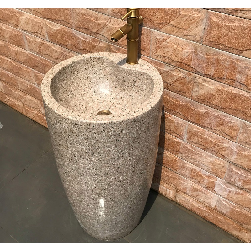 仁聚益花岗岩大理石户外石头水池整体落地洗手台庭院阳台石材水槽(不