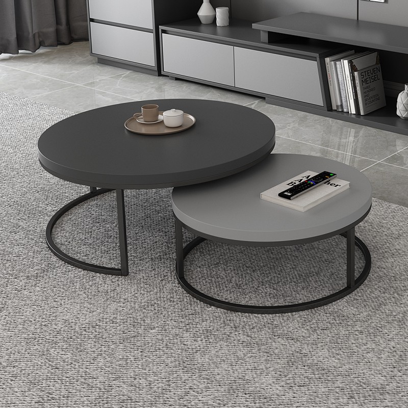 妙购思 北欧简约圆形茶几电视柜组合套装现代风客厅储物可伸缩网红地