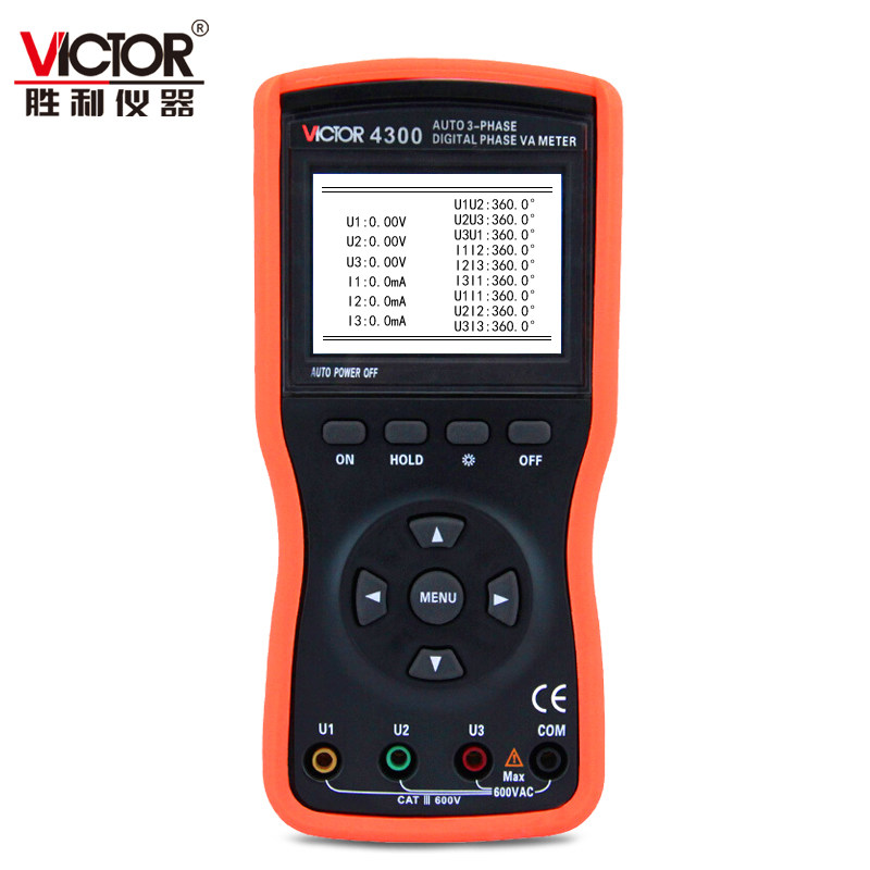 victor胜利仪器三钳数字相位伏安表三相相序检测仪相位表vc4300