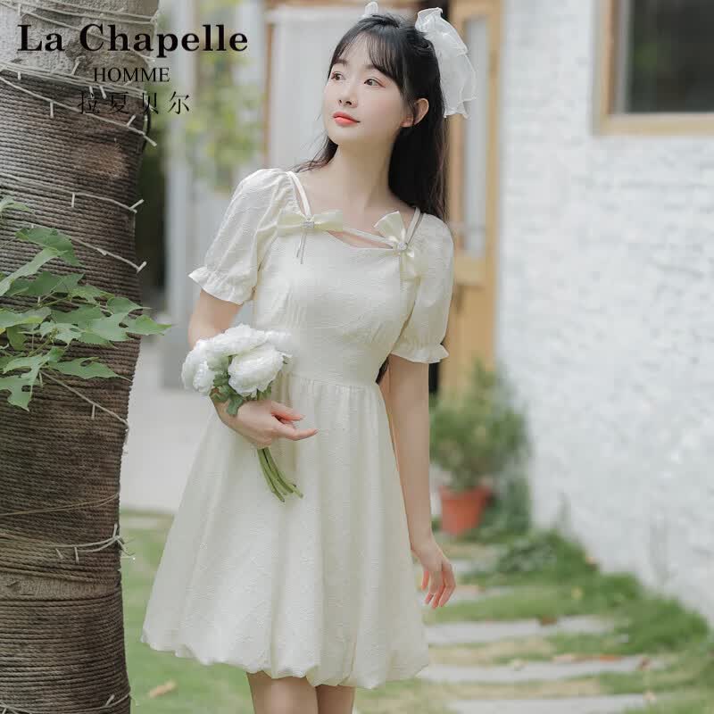 LA CHAPELLE HOMME拉夏贝尔小个子伴娘服夏季日常平时可穿仙气礼服2023年新款法式订 杏色 S怎么看?