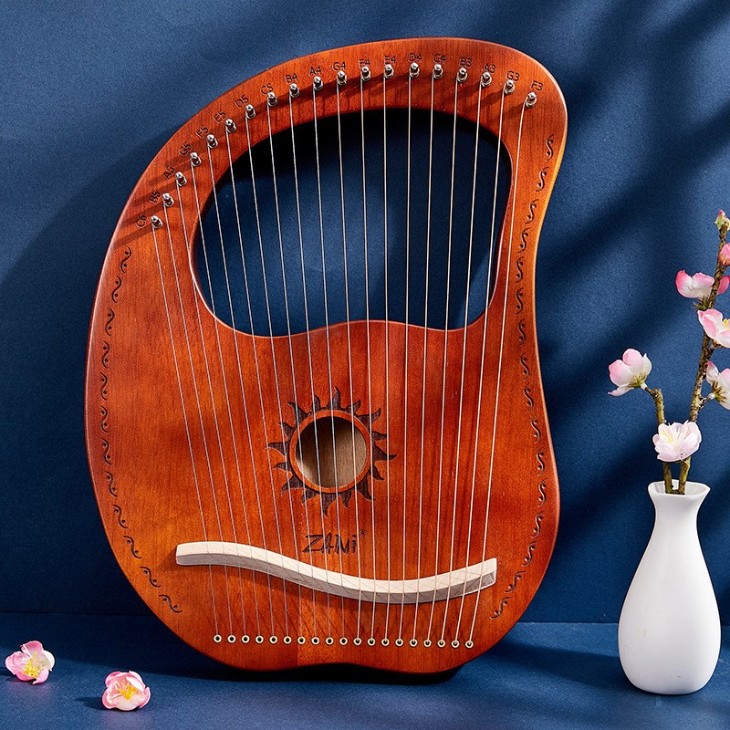 zani莱雅琴小竖琴乐器初学者简单易学便携式小型里拉琴箜篌 19弦太阳神箱式-咖啡