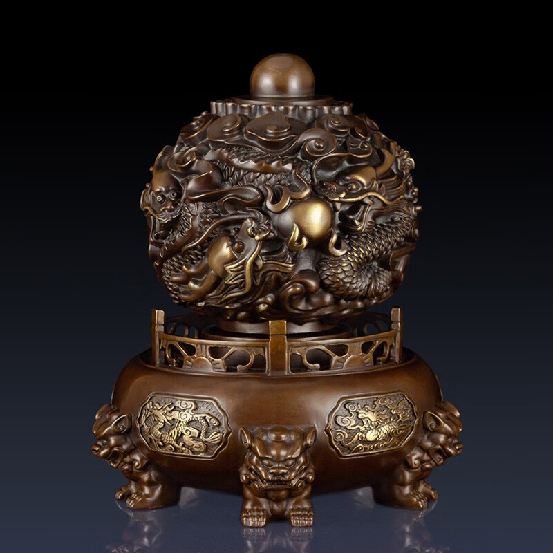 德佑堂 纯铜九转乾坤鼎摆件时来运转办公桌面装饰品家居铜制工艺品