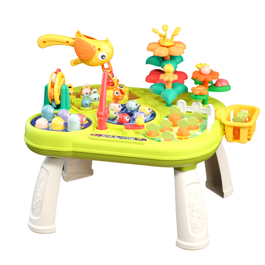 欣格多功能游戲桌嬰兒早教玩具農(nóng)場(chǎng)樂園啄木鳥捉蟲釣魚玩具生日禮物