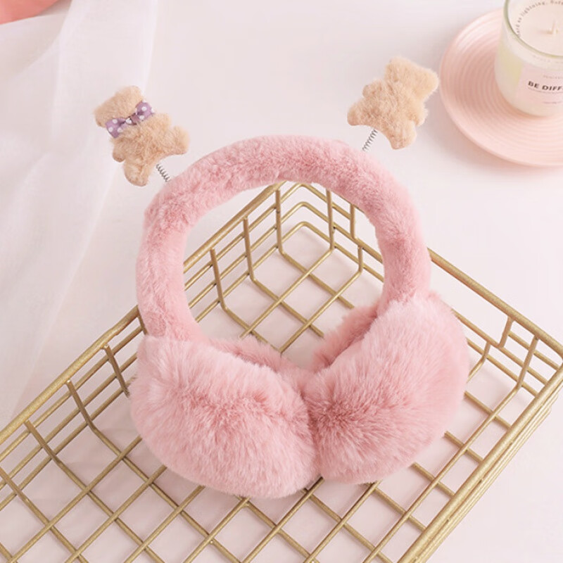 女生韩版可爱小孩女童少女冬季耳捂耳包耳暖耳套 相思粉(动动熊耳暖)