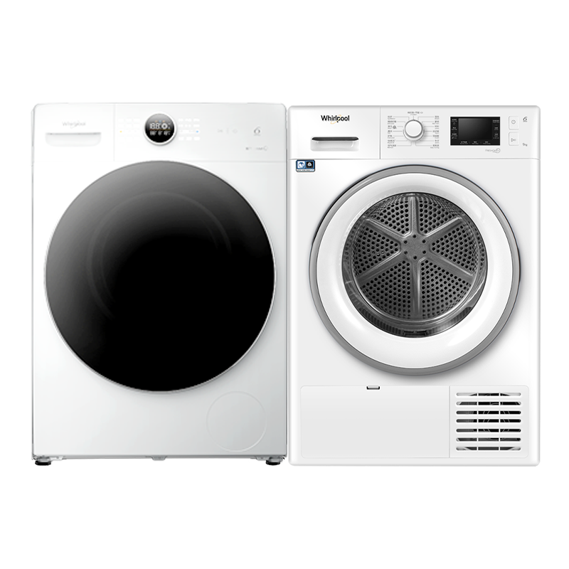 惠而浦（whirlpool）帝XH风尚版洗烘套装 全自动滚筒洗衣机10公斤+欧洲进口热泵烘干机9公斤
