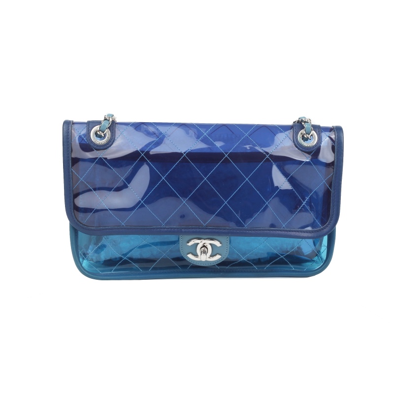 【二手95新】 chanel香奈儿蓝色果冻cf中号25.