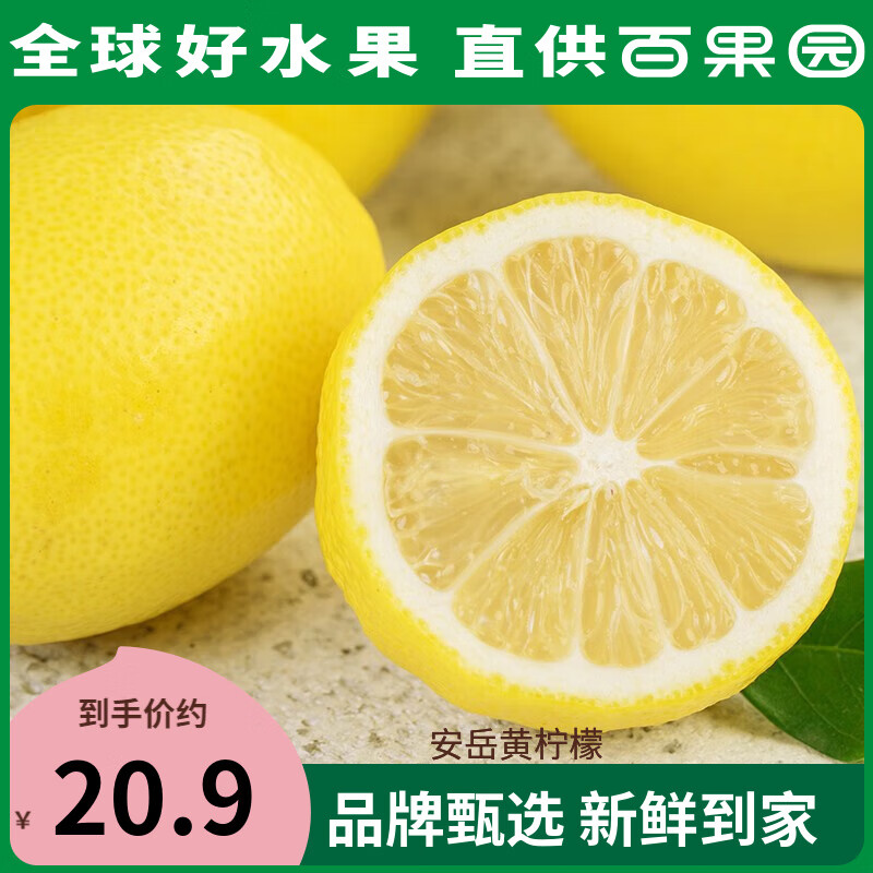 PAGODA百果园店 四川安岳黄柠檬新鲜水果柠檬榨汁泡水 2斤装（中果约9-12个）