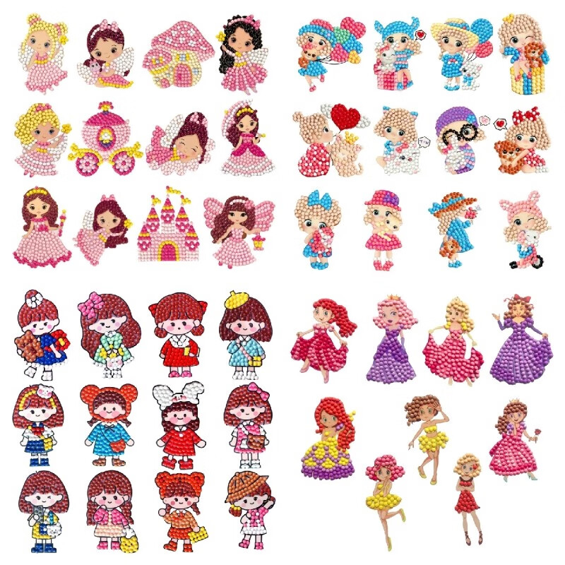 儿童手工制作diy钻石粘贴画3d立体卡通女孩爱莎公主贴纸玩具幼儿园