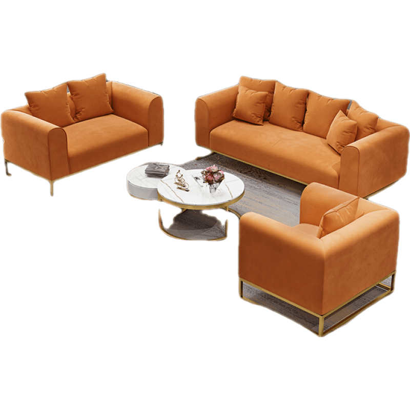 伊三缘办公沙发茶几组合套装简约现代商务接待会客办公室沙发真皮三人位意式沙发小户型休闲区沙发 脚踏【加厚西皮】