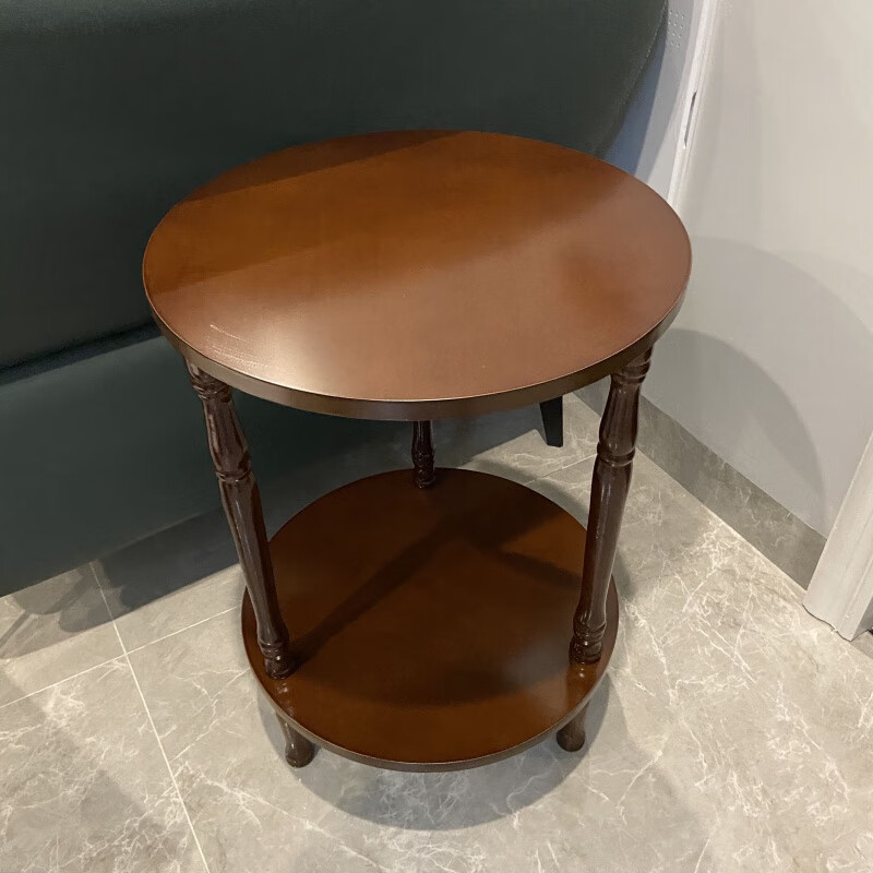 靠佐欧式圆形小茶几沙发边几麻将桌边角几简约棋牌室小桌子实木电话架