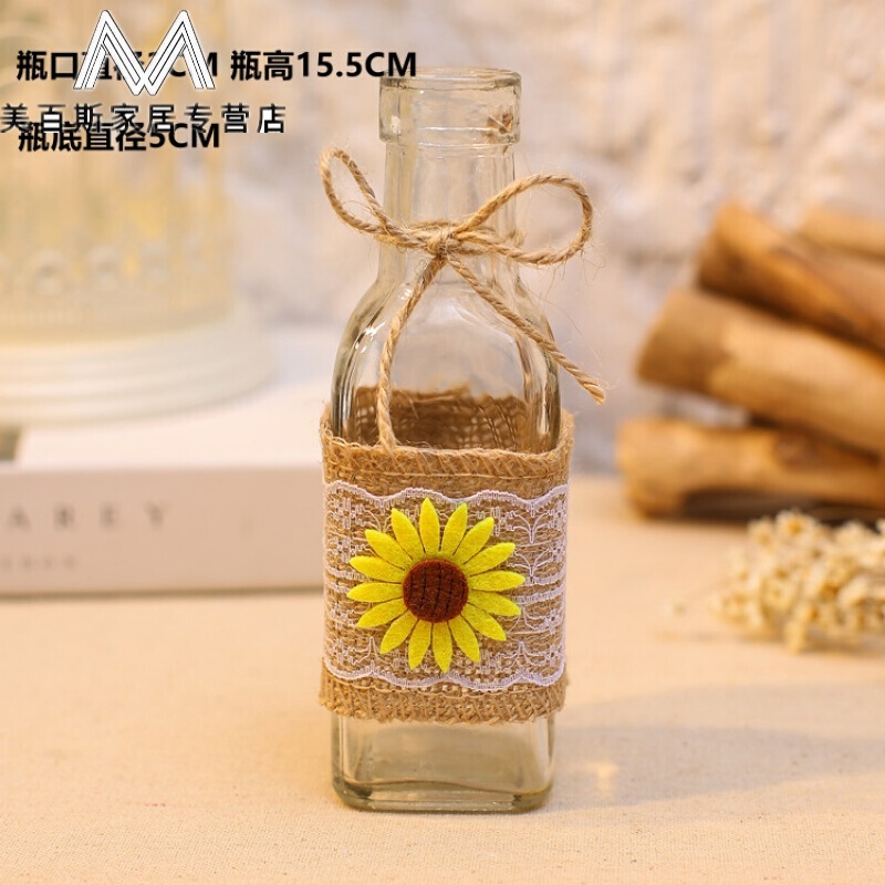 手工制作麻绳花瓶 手工麻绳创意花瓶玻璃瓶创意diy手工摆件小饰品可爱