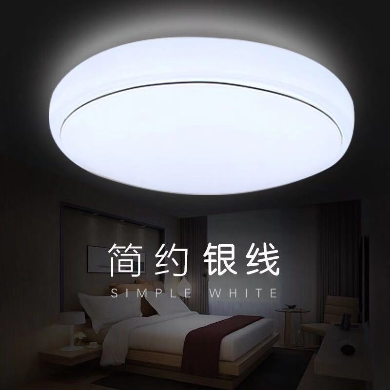 客厅灯吸顶灯卧室灯圆形现代简约灯具阳台灯过道灯5 银线 直径26cm-24瓦LED