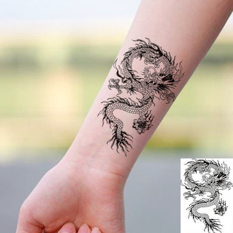 vieruodis男款潮流花臂纹身贴防水仿真个性龙图腾霸气狼头手臂社会