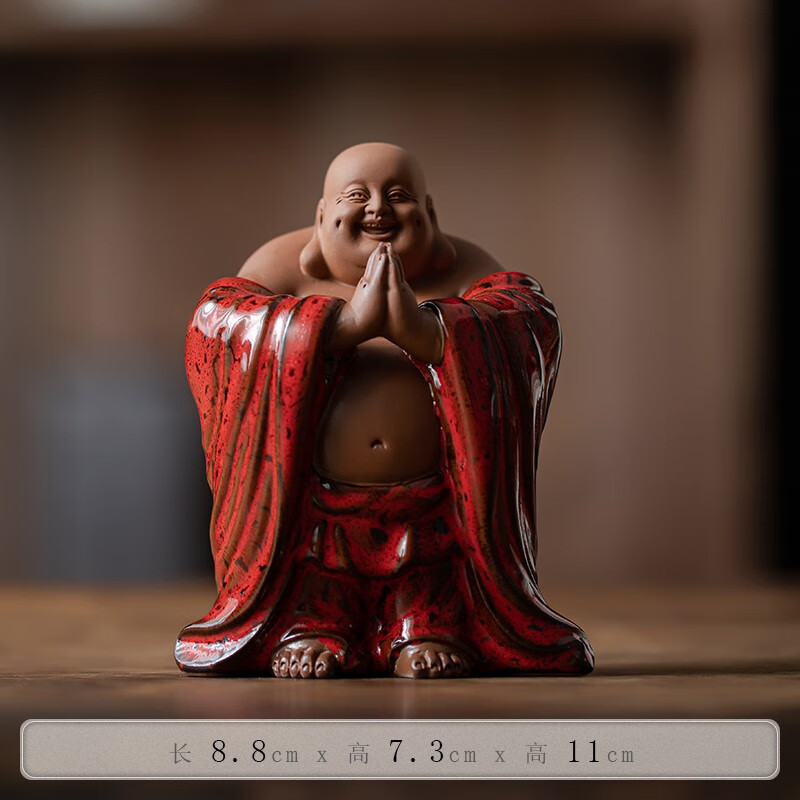 炼器紫砂可养弥勒佛茶宠创意精品可爱茶桌笑佛小摆件茶玩茶具摆设