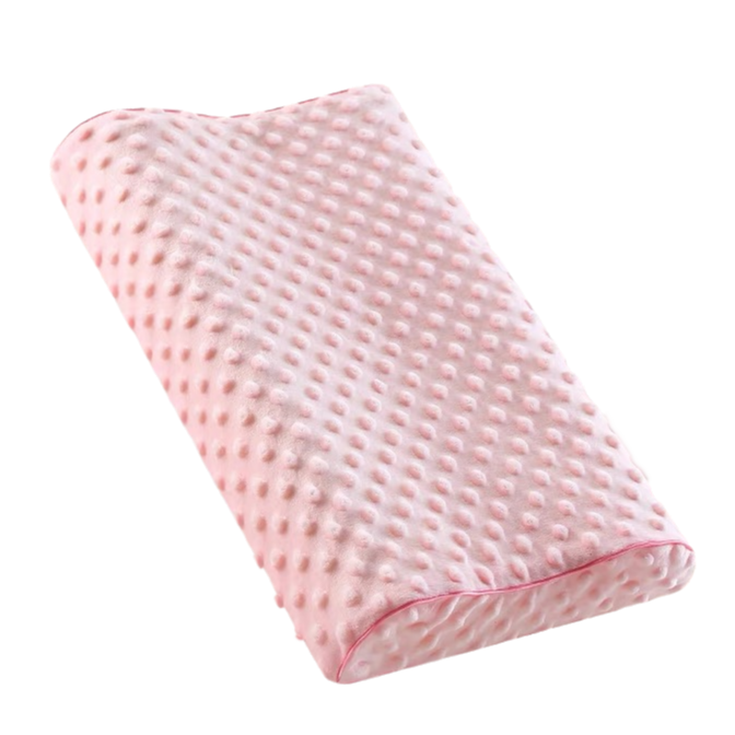 洁丽雅（Grace）豆豆绒儿童枕头记忆棉枕芯宝宝学生枕枕套可水洗 玫瑰粉44*27cm