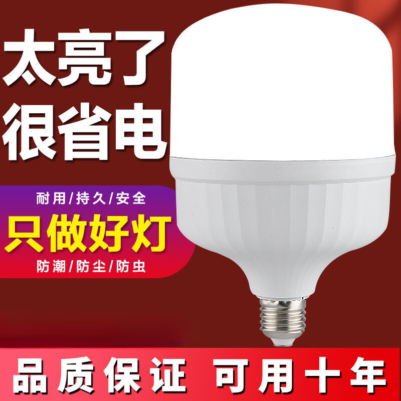 球泡灯LED高亮灯泡省电家用工厂e27螺口节能护眼无频闪 白光 10W【节能高配】1只装