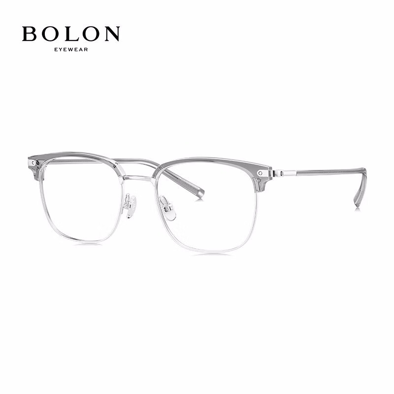 暴龙（BOLON）近视眼镜框 时尚通勤眉线复古眼镜架 暴龙眼镜 BJ6105 精选  B16-银色+透灰色 【单框无忧试戴】此项仅单框-如需镜片可自行选配
