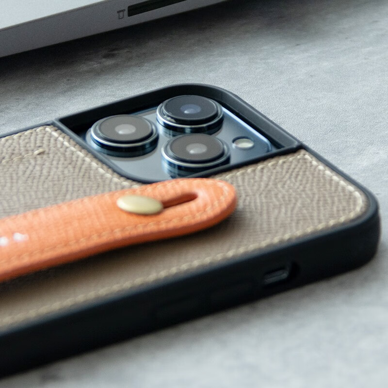 花虎（HANATORA）苹果14Promax手机壳真皮iPhone14Plus带支架带挂绳腕带男款插卡卡包全包防摔女生日式风格高级感 【橙色】 配挂脖绳 iPhone14Pro Max（6.7寸）