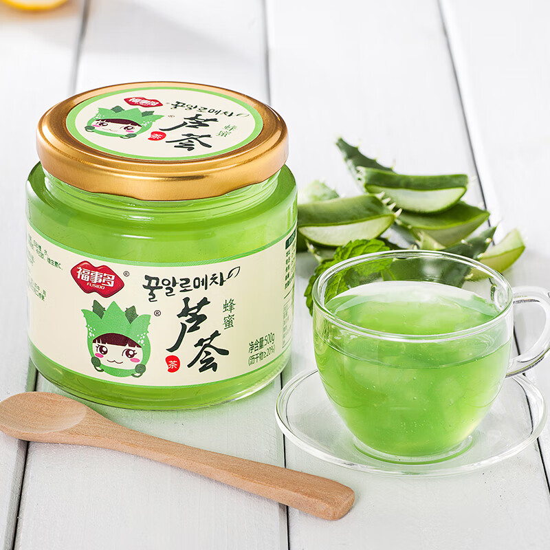 福事多蜂蜜芦荟茶瓶装500g 清新自然多维C饮品 水果茶含果肉