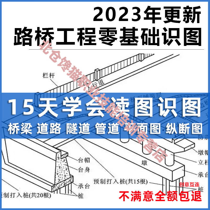 市政工程道路路桥隧道给排水施工图识图视频教程零基础看图纸课程 看