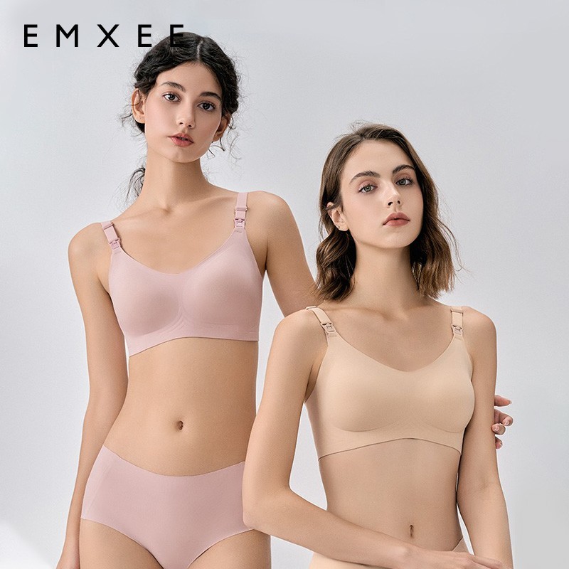 嫚熙（EMXEE）嫚熙（EMXEE）孕妇哺乳内衣喂养胸衣舒适上托聚拢文胸非纯棉女 兰烟花 L