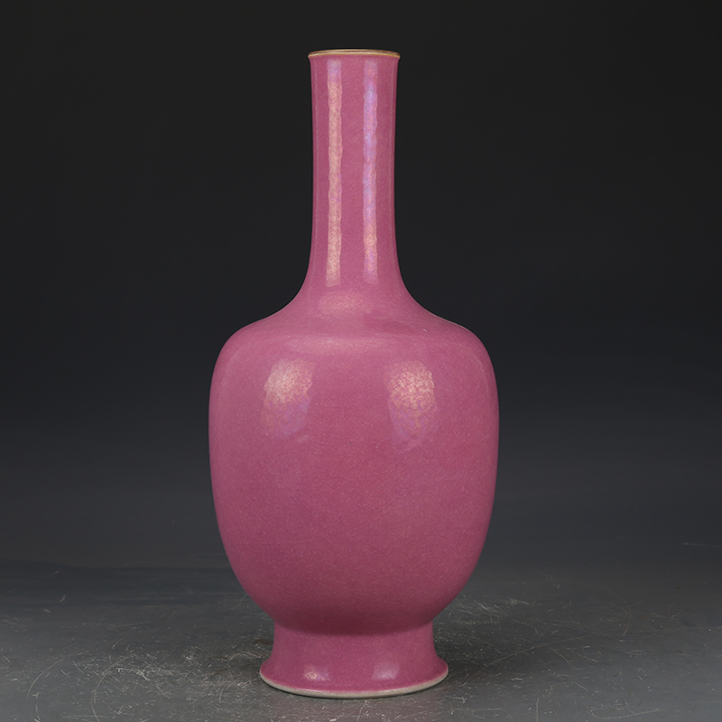 璟館 真品旧货老货花瓶摆件大清雍正宝石胭脂红釉冰片瓶花瓶摆件客厅