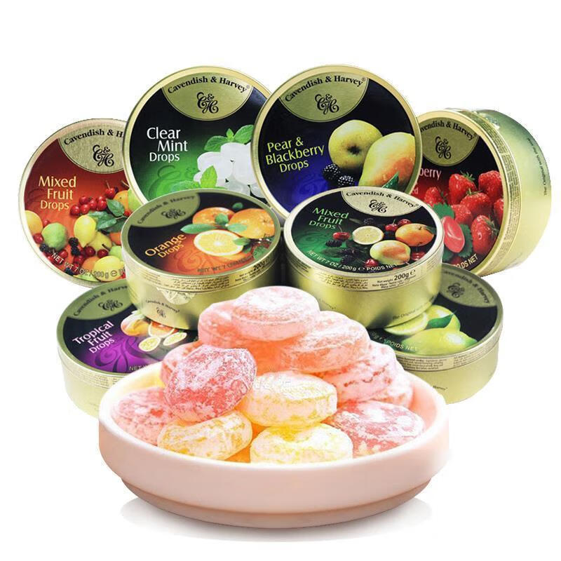 果糖 德国零食 mixed fruit drops 热带水果嘉云糖200g罐 混合口味