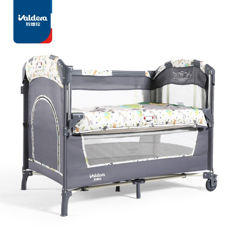 VALDERA（瓦德拉）婴儿床 拼接床床边床 多功能可折叠一键安装可调节婴儿床bb床 9270长颈鹿标准款