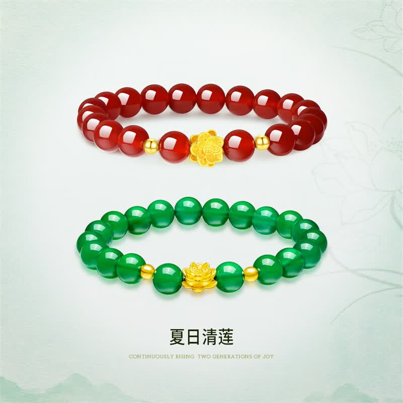 周大生（CHOW TAI SENG）黄金镶玉手串女硬金莲花玉髓手链足金转运珠送女友送礼物 好事莲莲手串（红）怎么看?
