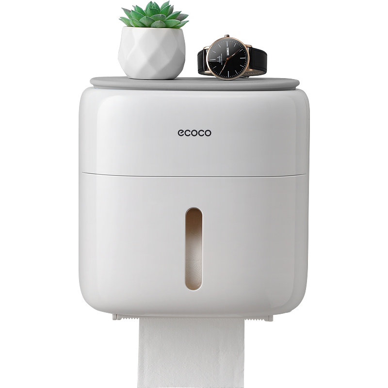 意可可（ecoco）卫生间纸巾盒-北欧灰色双层设计