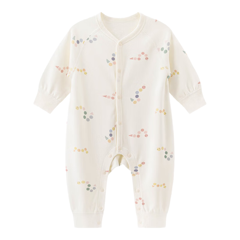 乖奇熊【絨朵棉】嬰幼兒連體衣春秋季居家長(zhǎng)袖睡衣蛇年男女寶寶哈衣爬服 奶白/彩蛇獻(xiàn)瑞 59cm