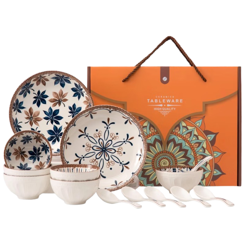 潔雅杰陶瓷盤(pán)子大號(hào)深盤(pán)家用8英寸湯盤(pán)純白釉下彩中式餐盤(pán)菜盤(pán)10只裝