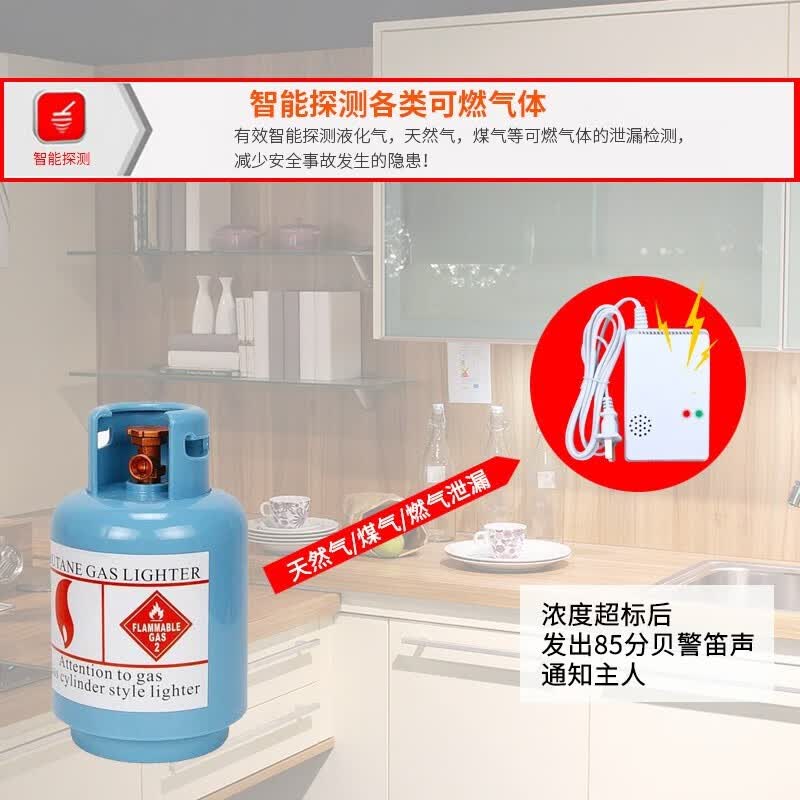 立可安3C认证燃气报警器天然气报警器家用厨房可燃气体液化天然气探测器 【3CCC认证】液化气泄漏报警器